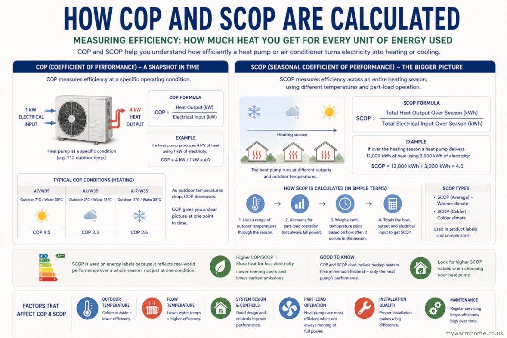 COP and SCOP heat pump efficiency